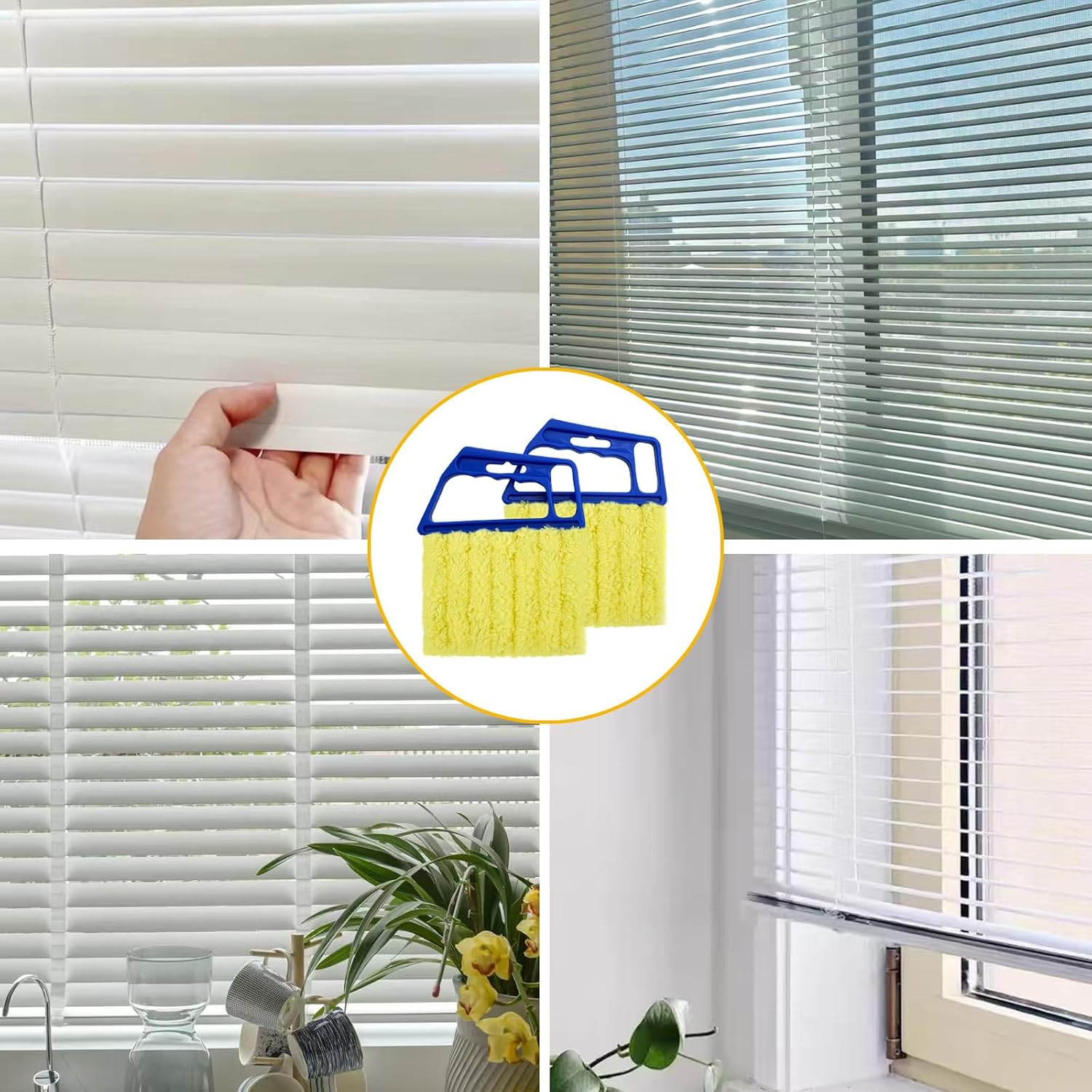 2 Pcs Blinds Cleaner Duster Tool 7 Finger Microfiber Washable Blind Cleaner Mini