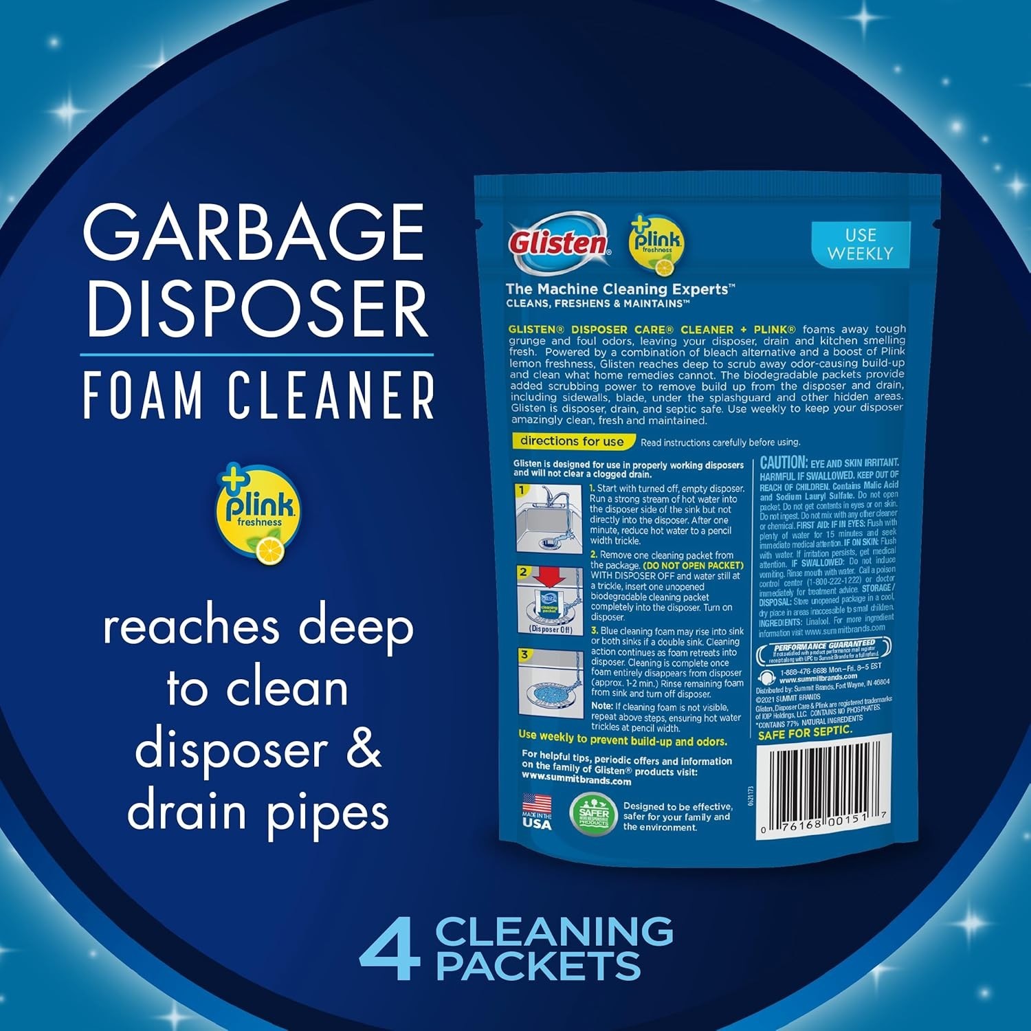 Garbage Disposer Cleaner Foaming Lemon Scent 2 Pack Drain Freshener