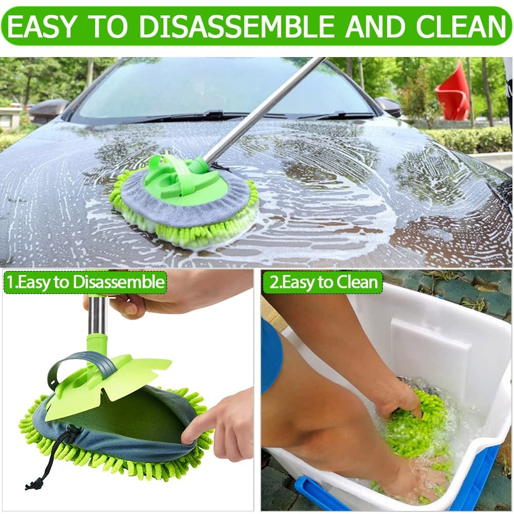 47.5″ Car Wash Brush Mop Cleaning Tool with Long Handle Kit for Washing Detai…