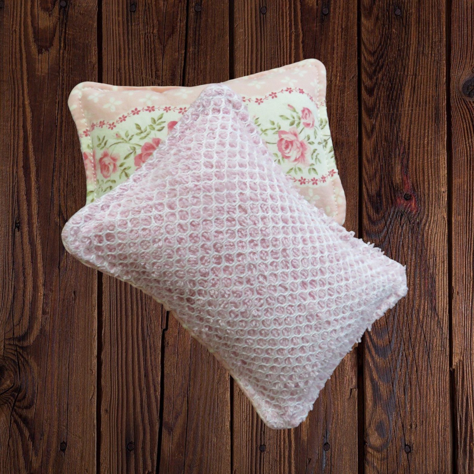 Reusable Sponge, Pink Rose Dish Scrubby, Set of 2