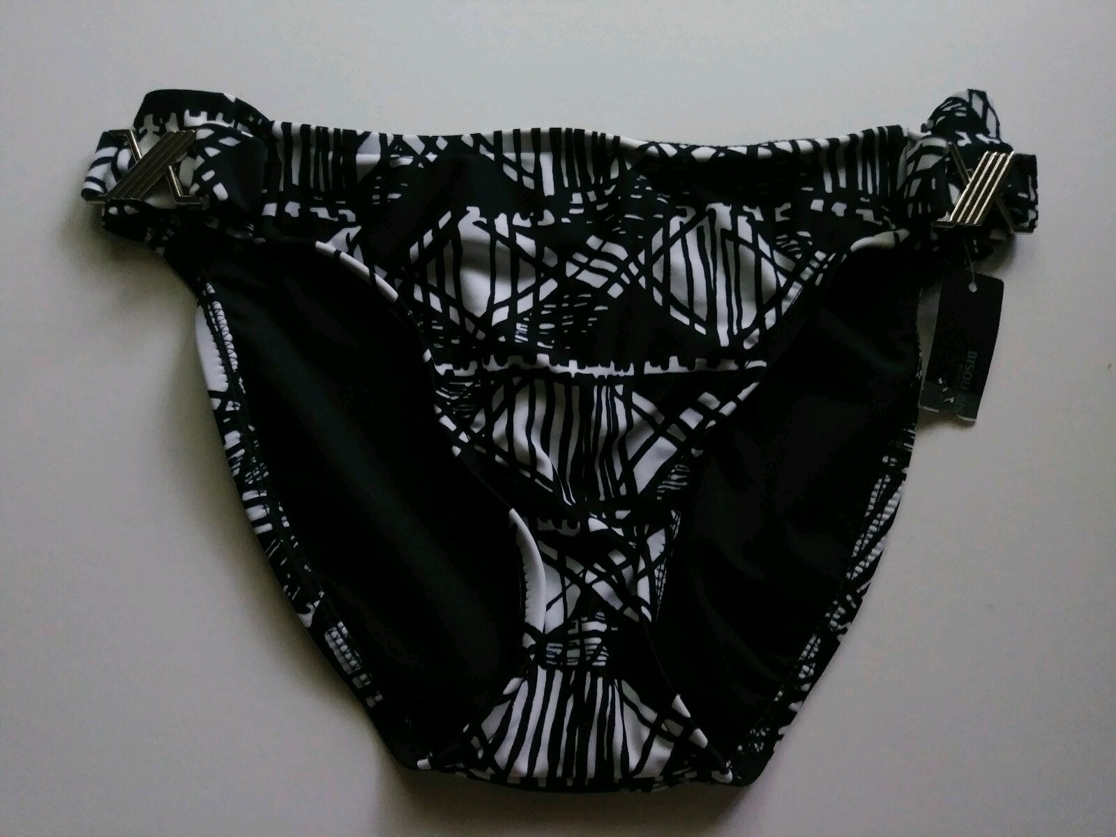 BISOU BISOU BOTTOMS GLAMOUR GIRL BLACK/WHITE. SWIM BOTTOM SZ SMALL NWT.