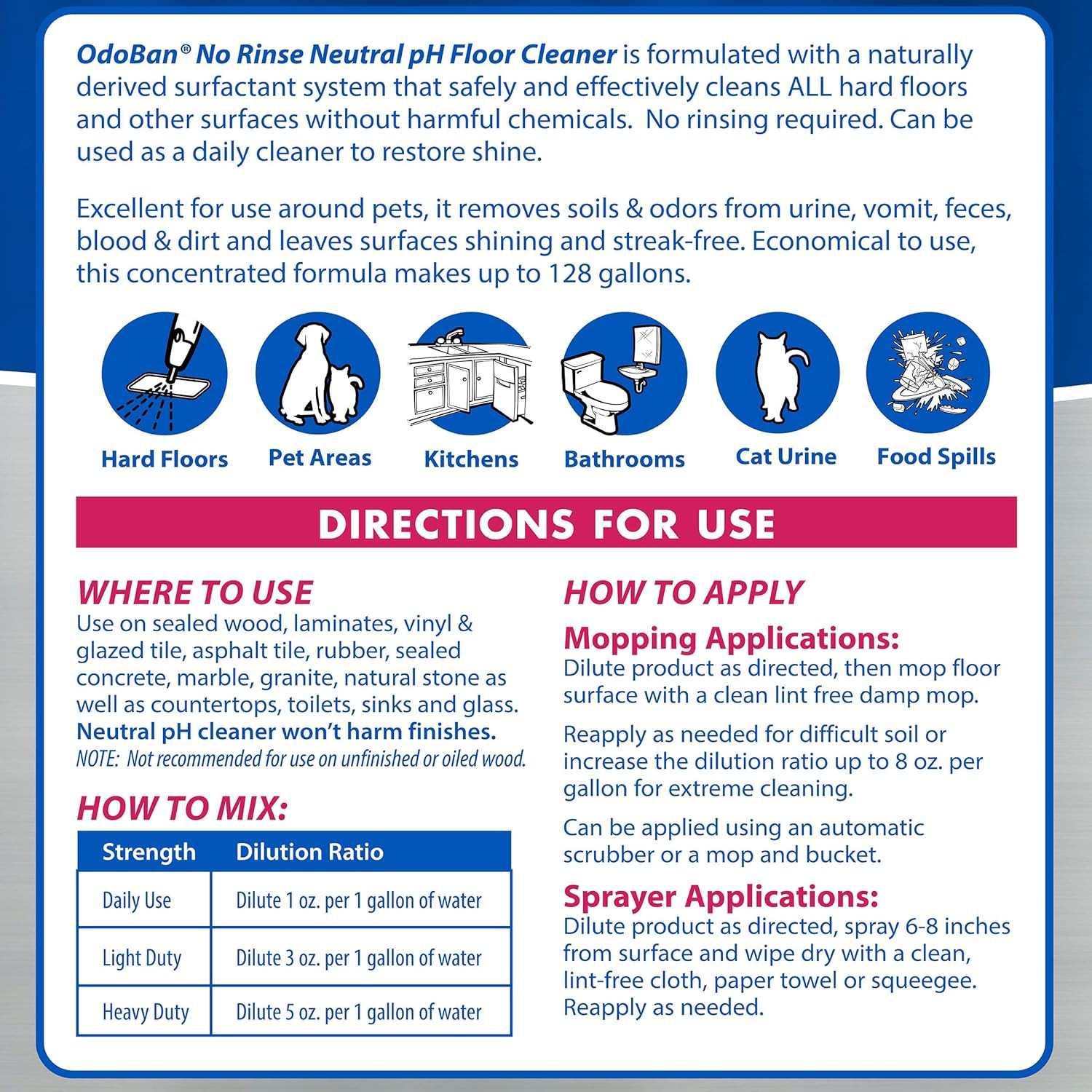 Pet Solutions No Rinse Neutral Ph Floor Cleaner Concentrate, 3 Gallons, Splash O