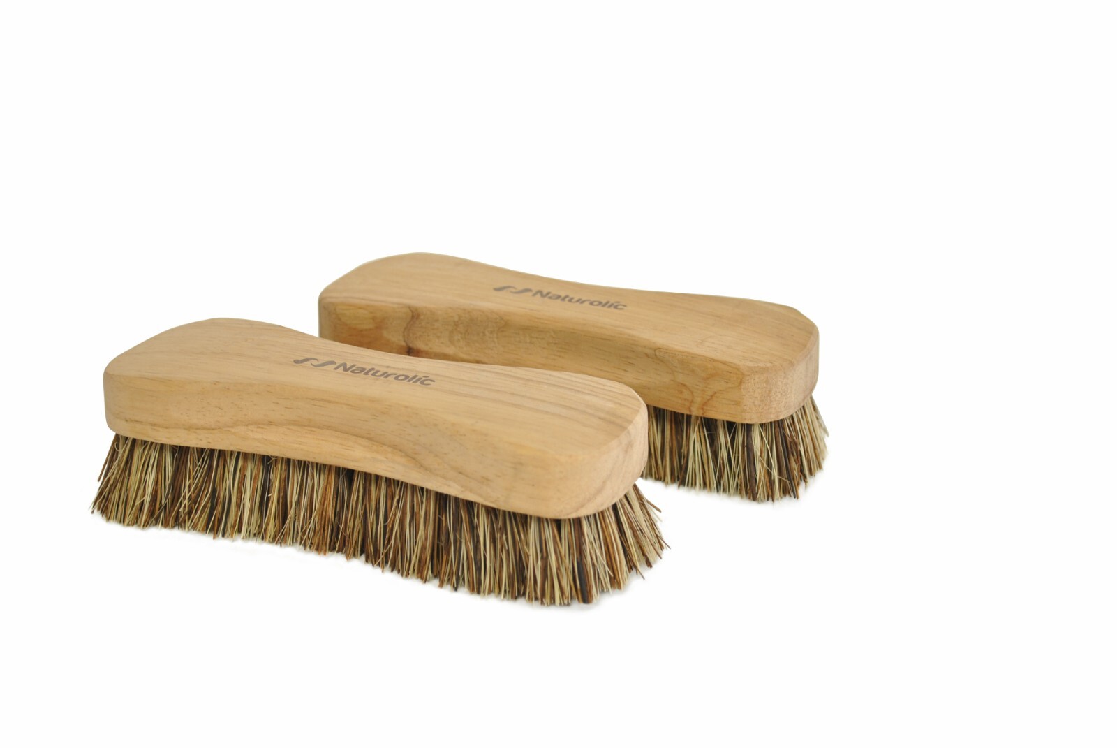 Naturolic All-Natural Wooden Scrub Brush Set | Palmyra Bristle Brush | Set of 2