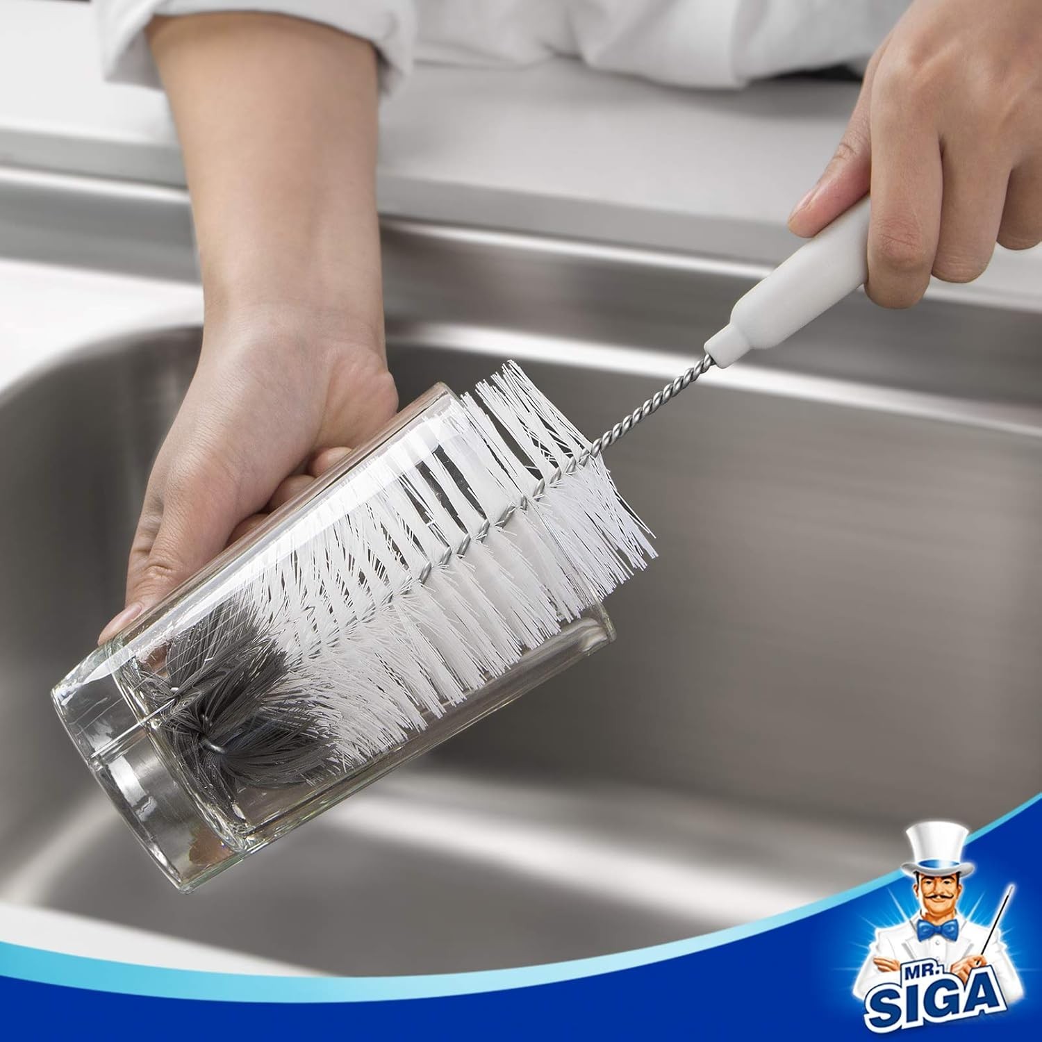 Juego de 5 cepillos de limpieza para botellas con soporte de almacenamiento