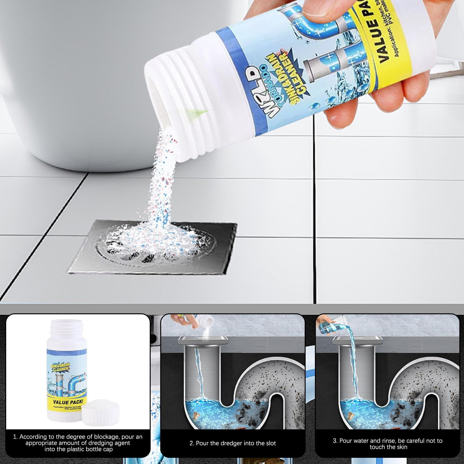 2Pc Wild Tornado Pipe Dredge,Powerful Sink Cleaner for Kitchen Toilet Pipeline