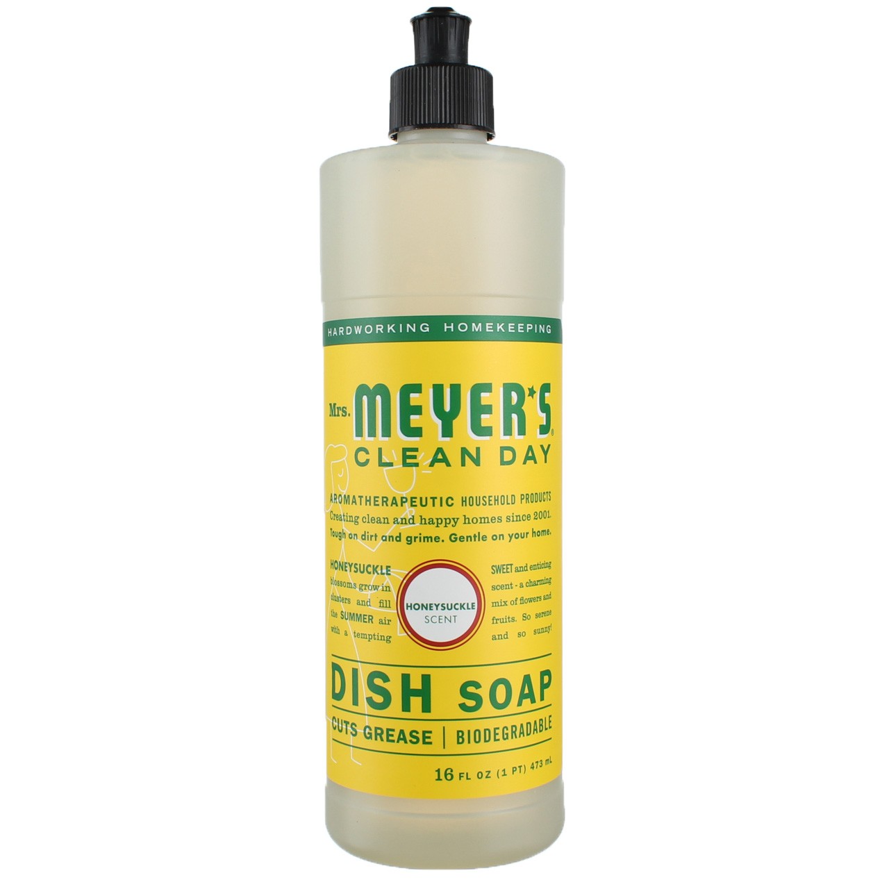 Mrs. Meyer’s Clean Day Dish Soap Liquid, Honeysuckle, 16 fl oz