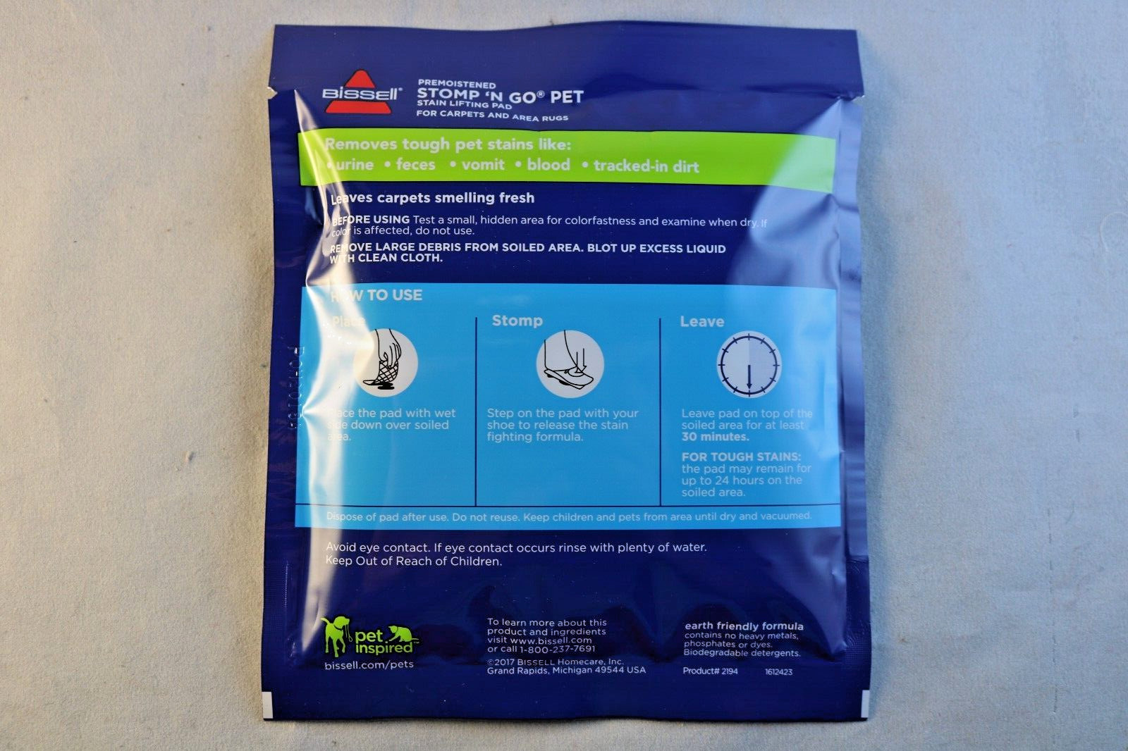 Bissell Stomp ‘n Go Pet Stain Pads OXY 5 Pack Easily Clean Refresh Carpet Stains