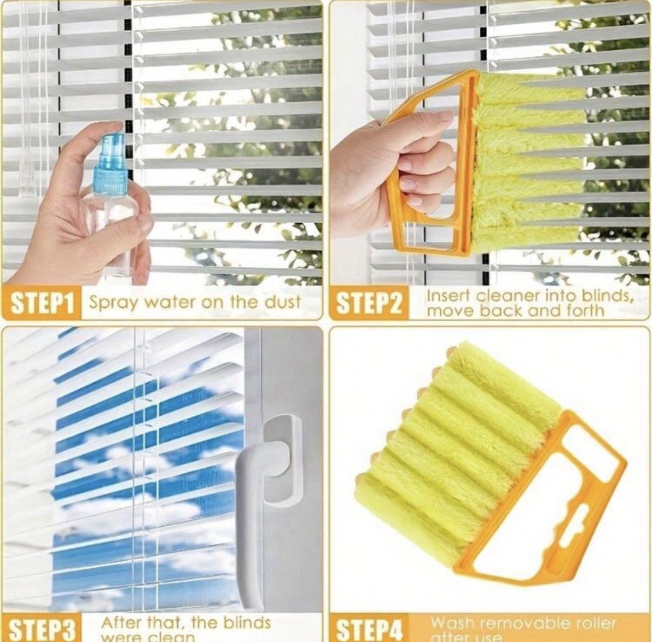 Reusable Window & Blind Cleaning Brush With Washable Dusting Head