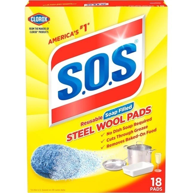 SOS Steel wool Scouring soap pad 18 -Pack