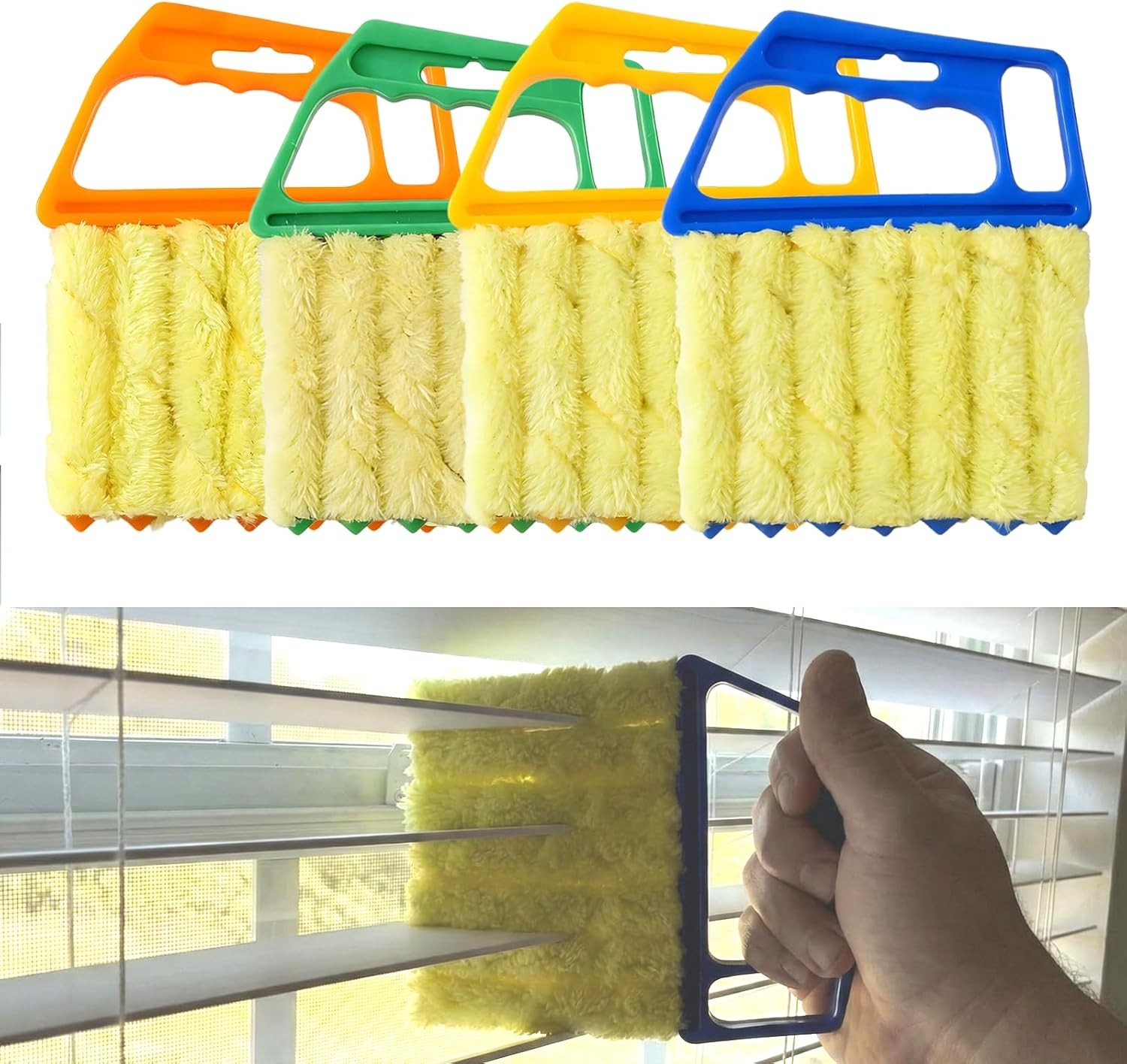4 Pack Window Blind Cleaner Duster Tool 7 Finger Venetian Scrub Brush W/
