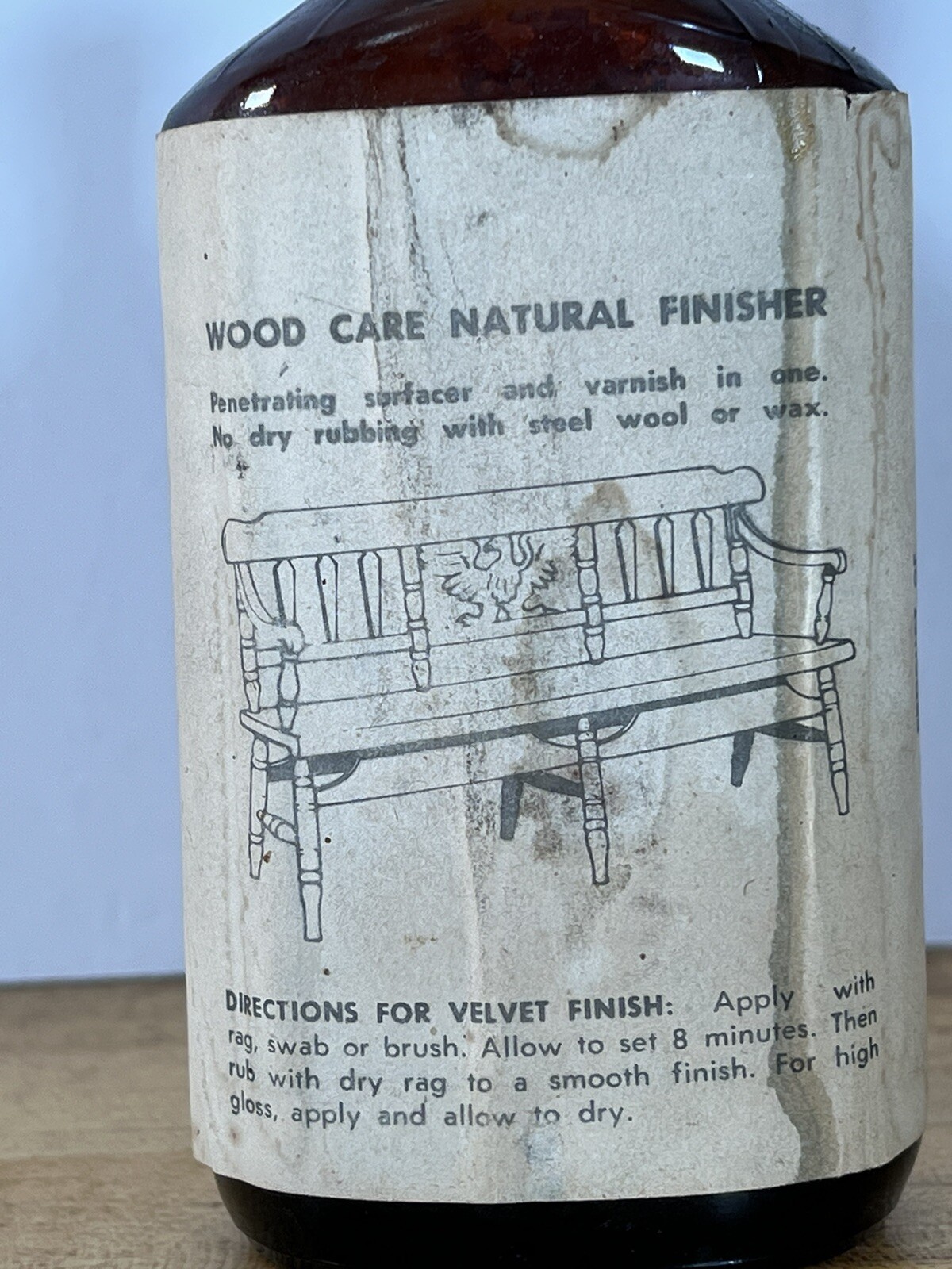 2 Vintage 6 oz Bottles WOOD CARE NATURAL FINISHER Product of THRIFT SHOP METHODS