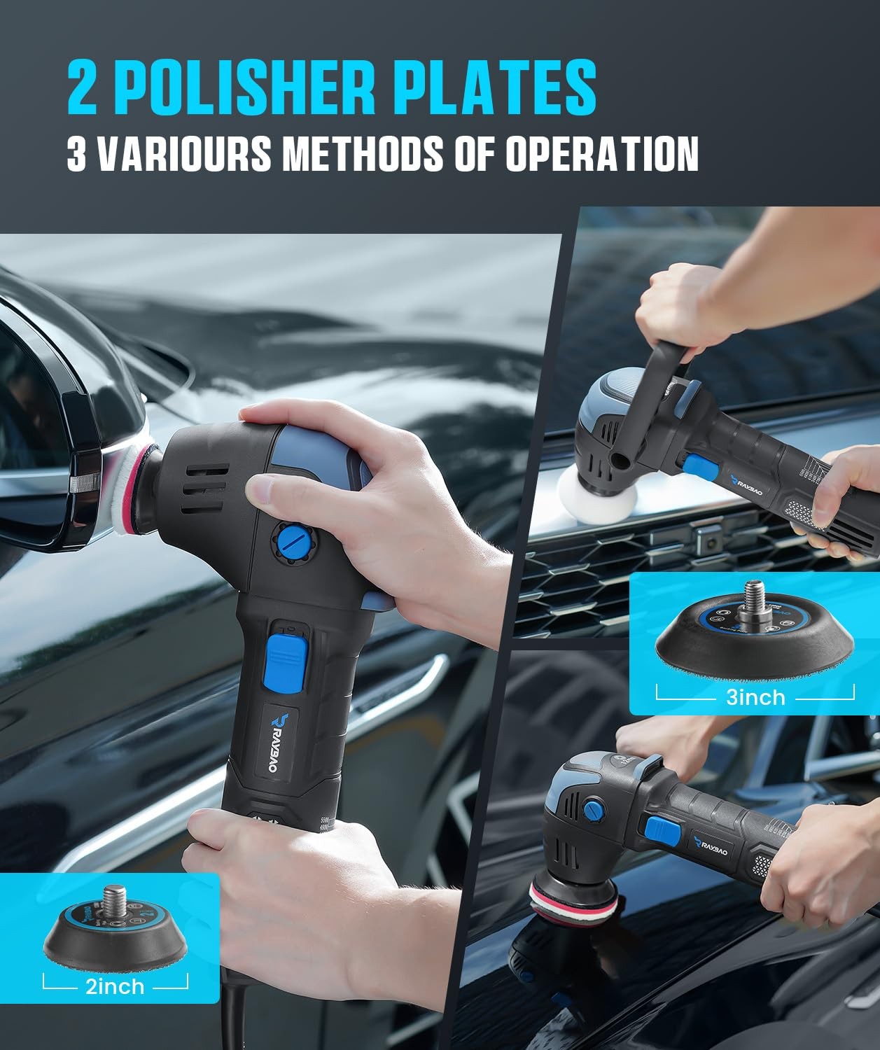 2Inch/3Inch 750W Mini Polisher with 16 Pads for Car Detailing & Waxing