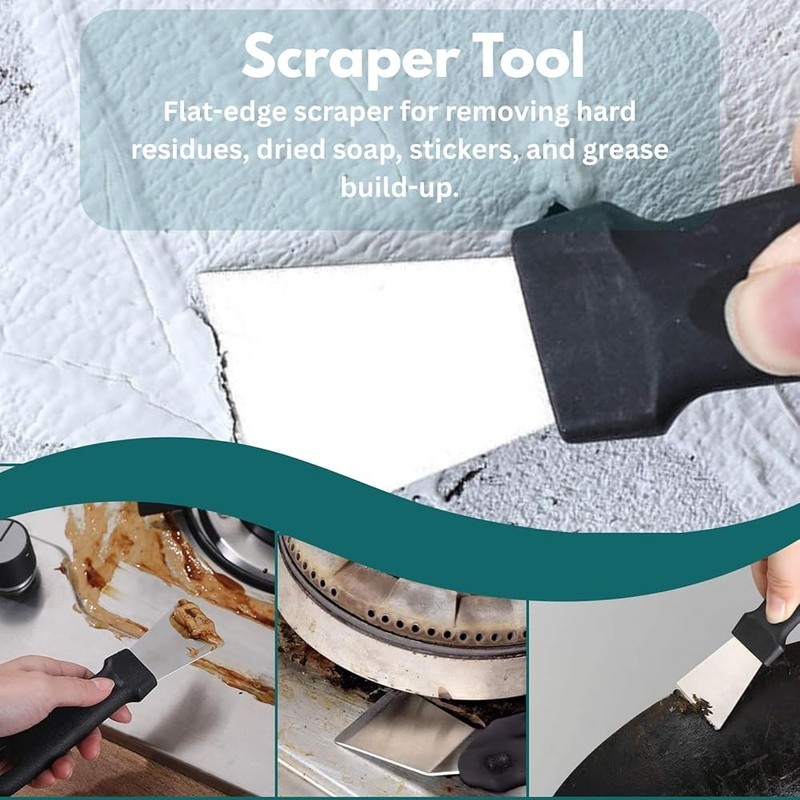 Multi-Surface Scrub Brush Set Heavy-Duty Cleaning Kitchen Bathroom Grout Tile US