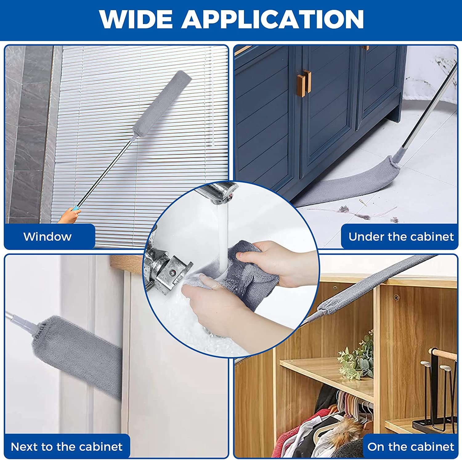 Retractable Gap Dust Cleaner Cleaning Tools with 2 Microfiber Dusting Cloths Lon