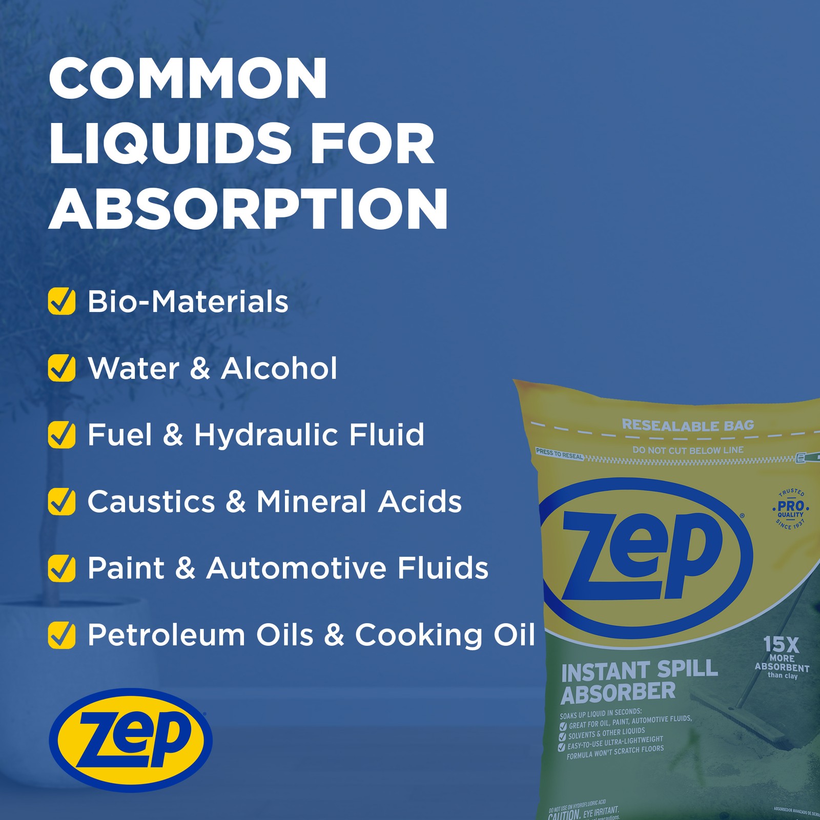 Zep Instant Spill Absorber – 3 Lb Bag (Case of 6) – ZUABS3 – Ultra-Lightweight