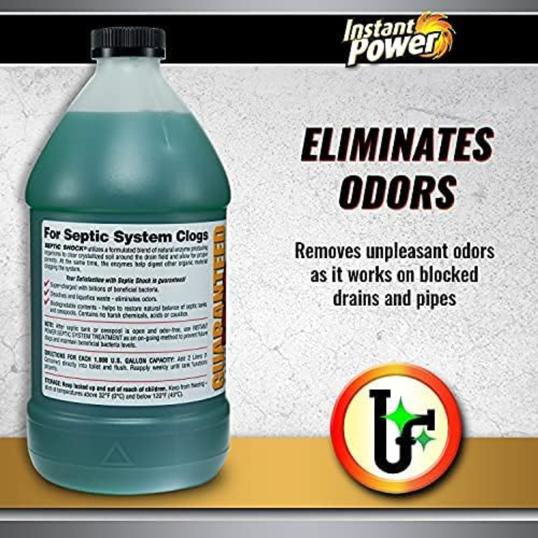 Septic Shock Power – 67.6 Fl Oz Drain Cleaner & Septic Tank Treatment 6 Pack