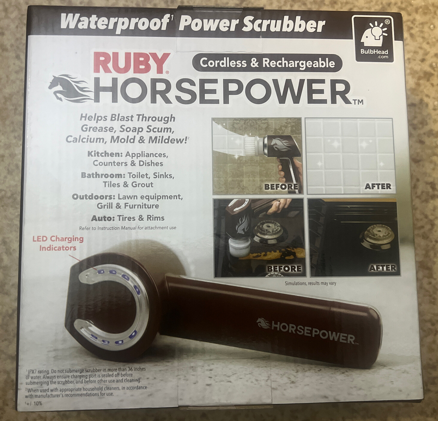 Ruby Horsepower Handheld Cordless Rechargeable Spinning Power Scrubber BRAND NEW
