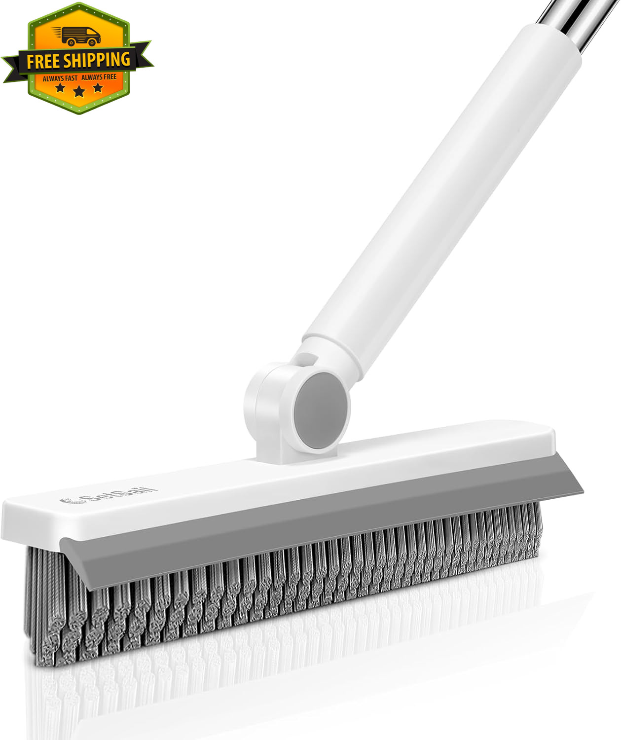 Grout Cleaner Brush Long Handle V Shaped Floor Scrubber Stiff Bristle Swivel