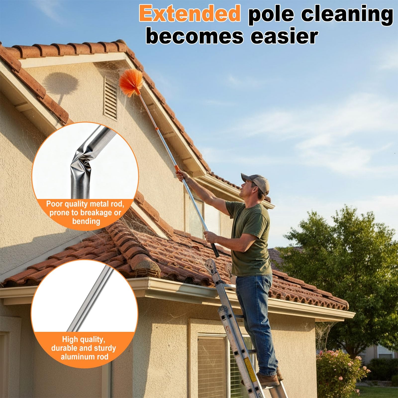 Professional 67″ Window Squeegee, 3-in-1 Rotatable Squeegee for Window Cleani…