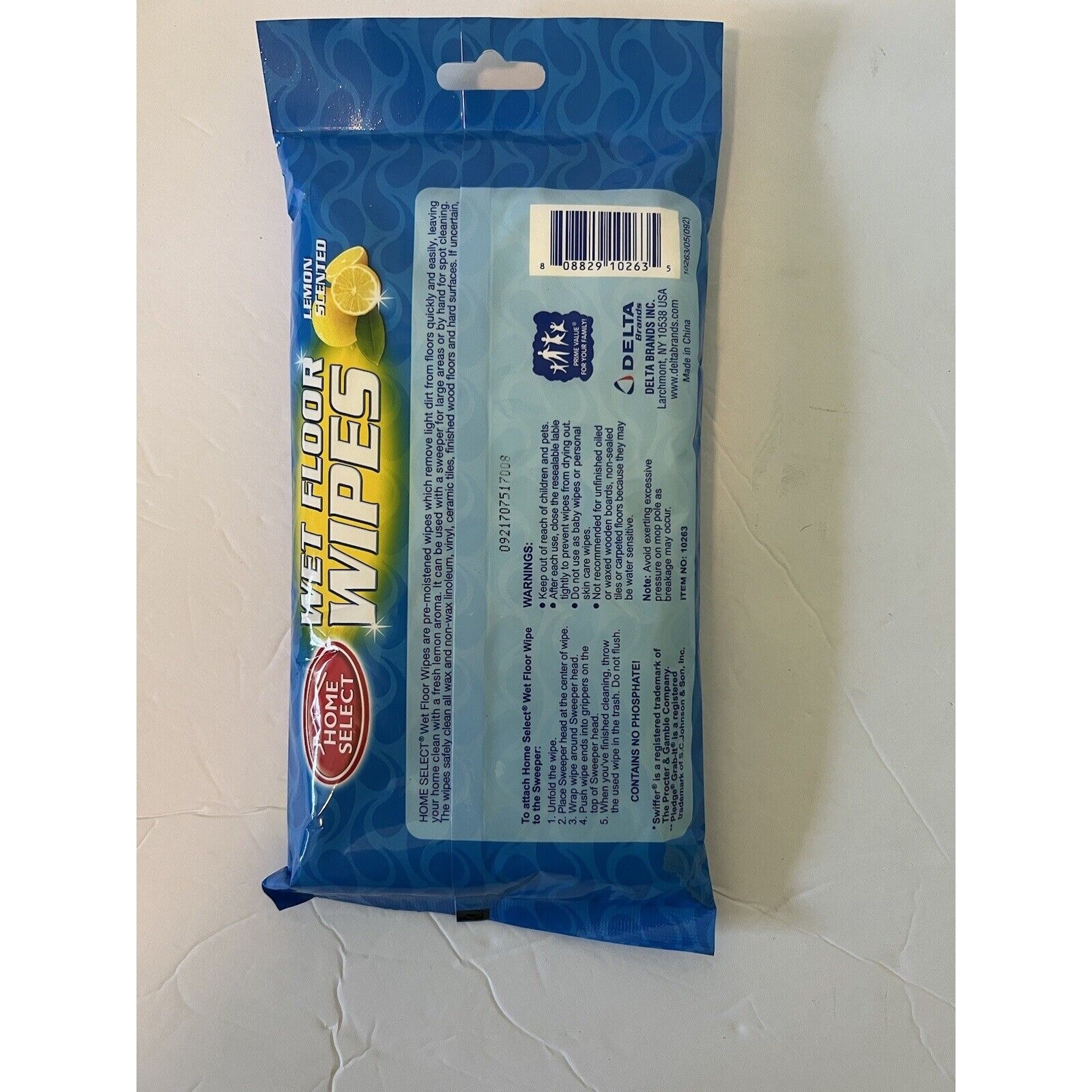 Home Select Wet Floor Wipes Mopping Refills Lemon Scented 20 wipes