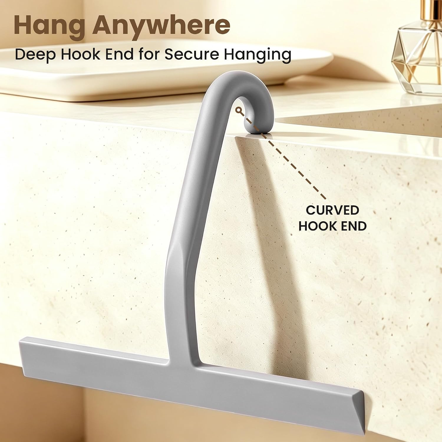 Shower Squeegee for Glass Doors – 10 Inch Bathroom Squeegee with Ergonomic round