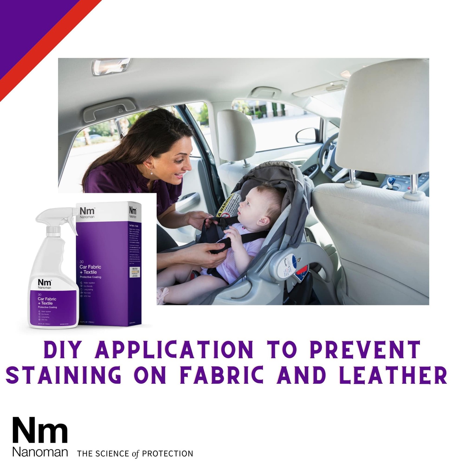 NANOMAN Car Fabric Protector Spray 750ml – Waterproof & Stain Guard for Car S…