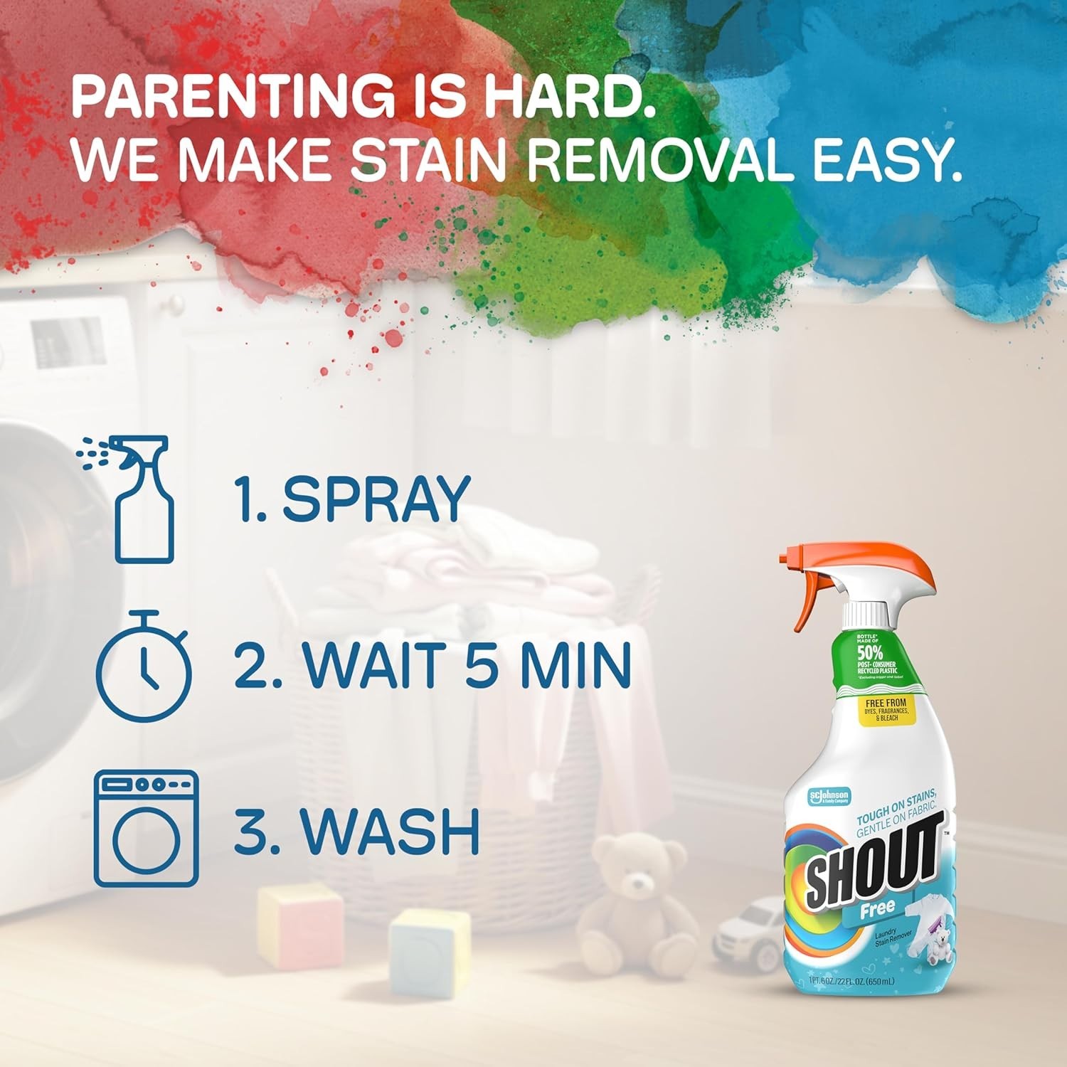 Eco-Friendly Laundry Stain Remover Spray – 22oz, Gentle & Effective Formula