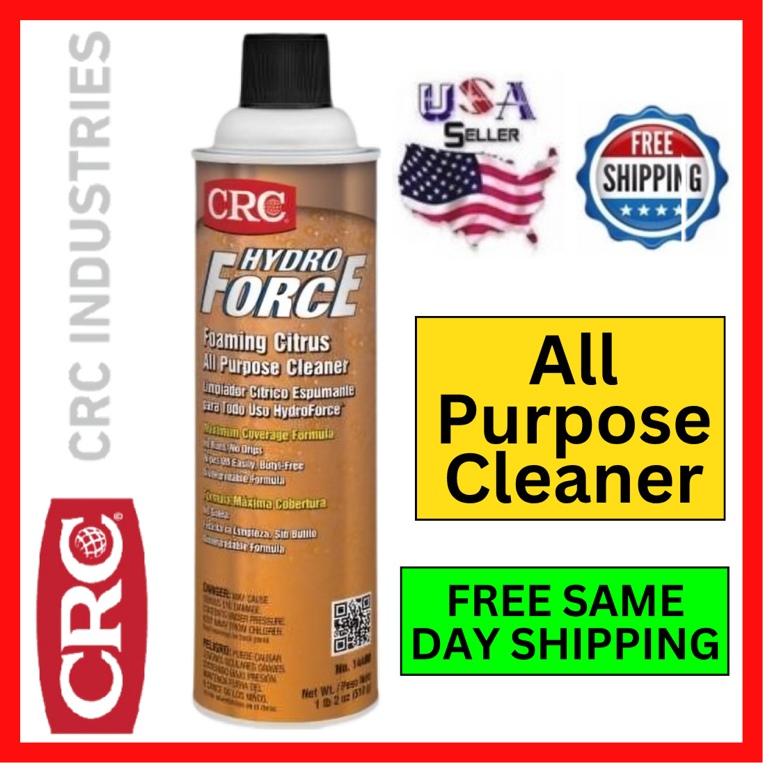CRC 14400 Citrus Foam All Purpose Cleaner Degreaser Spray Non-Flammable 18oz Kit
