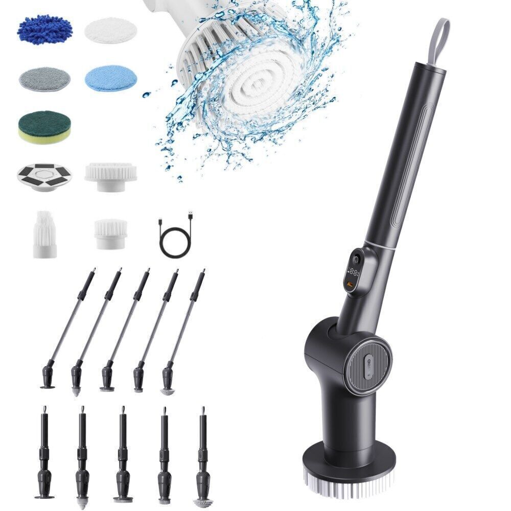 Electric Spin Scrubber 8 Replaceable Brush Heads Shower Cleaner Brush 3 Speeds