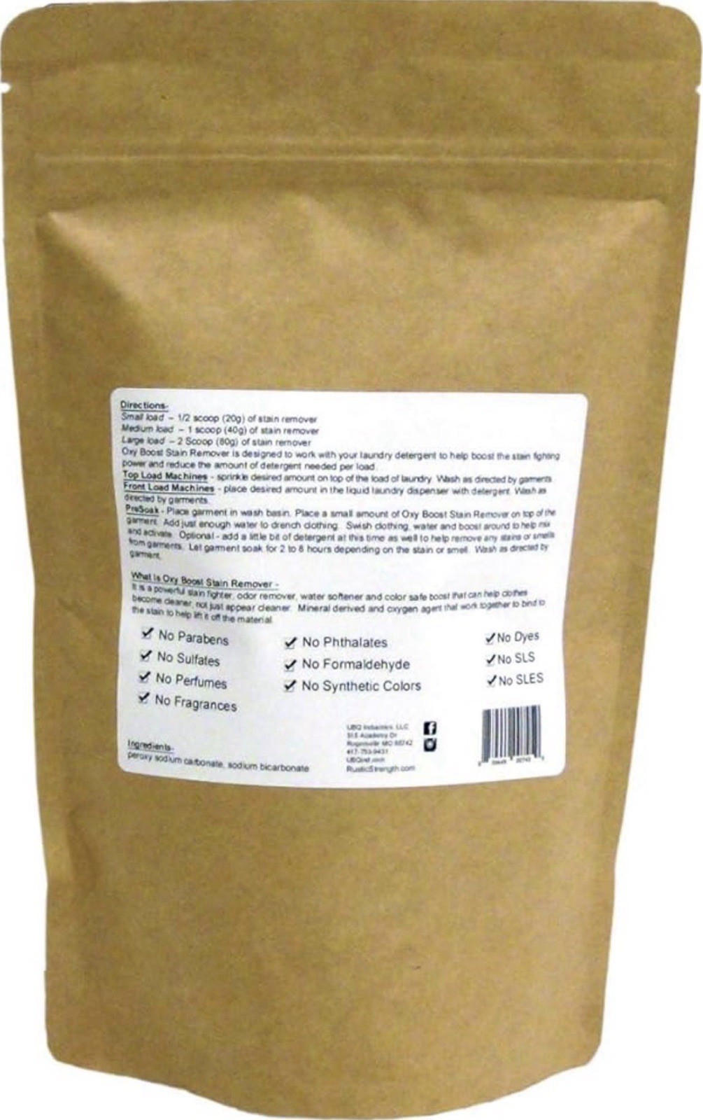 Rustic Strength-Natural Oxy Boost Stain Remover-Powdered-Color Safe-2lb. Bag