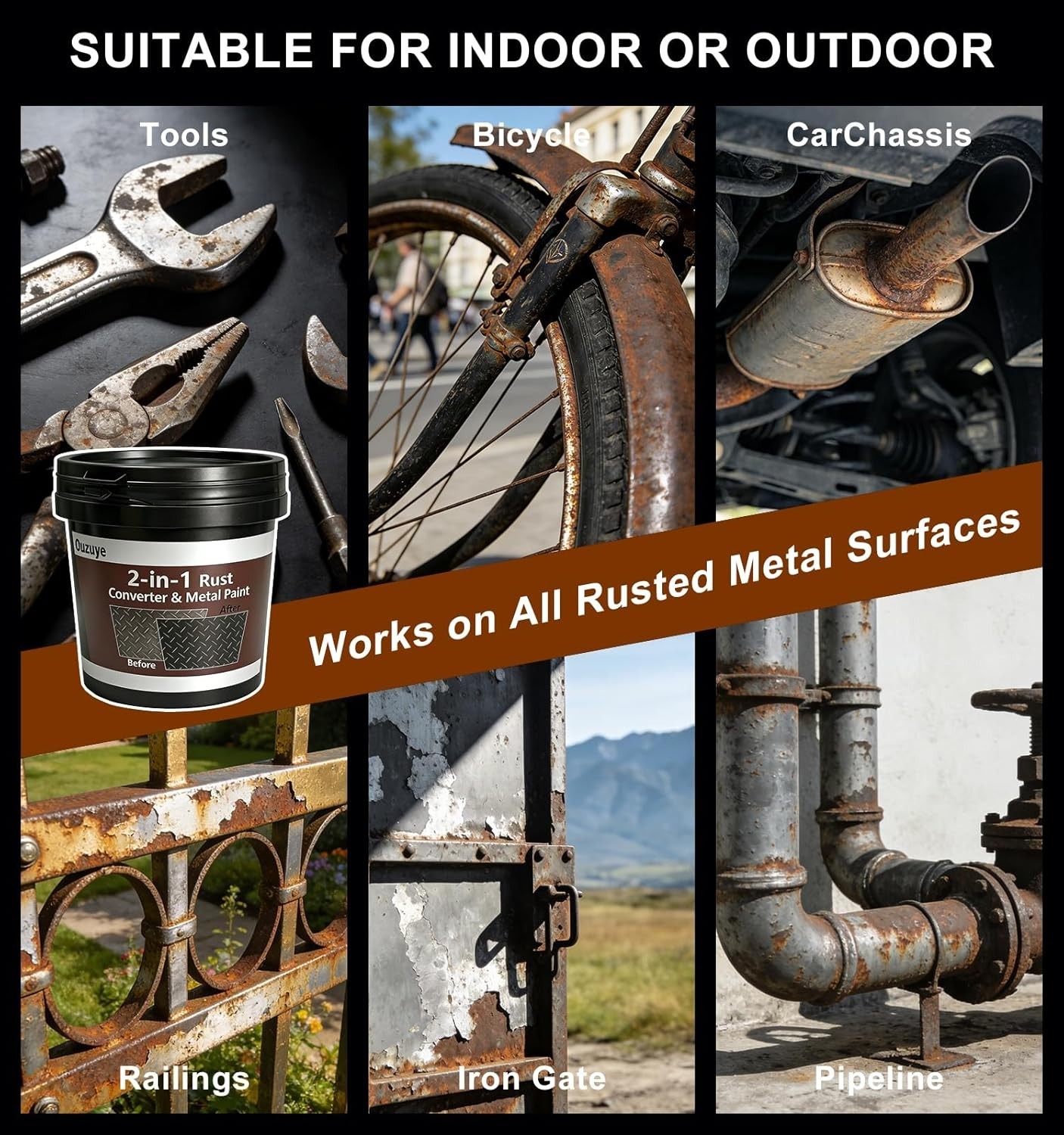 2 in 1 Rust Converter Primer 35oz Stops Rust Heat Resistant Coating Paint