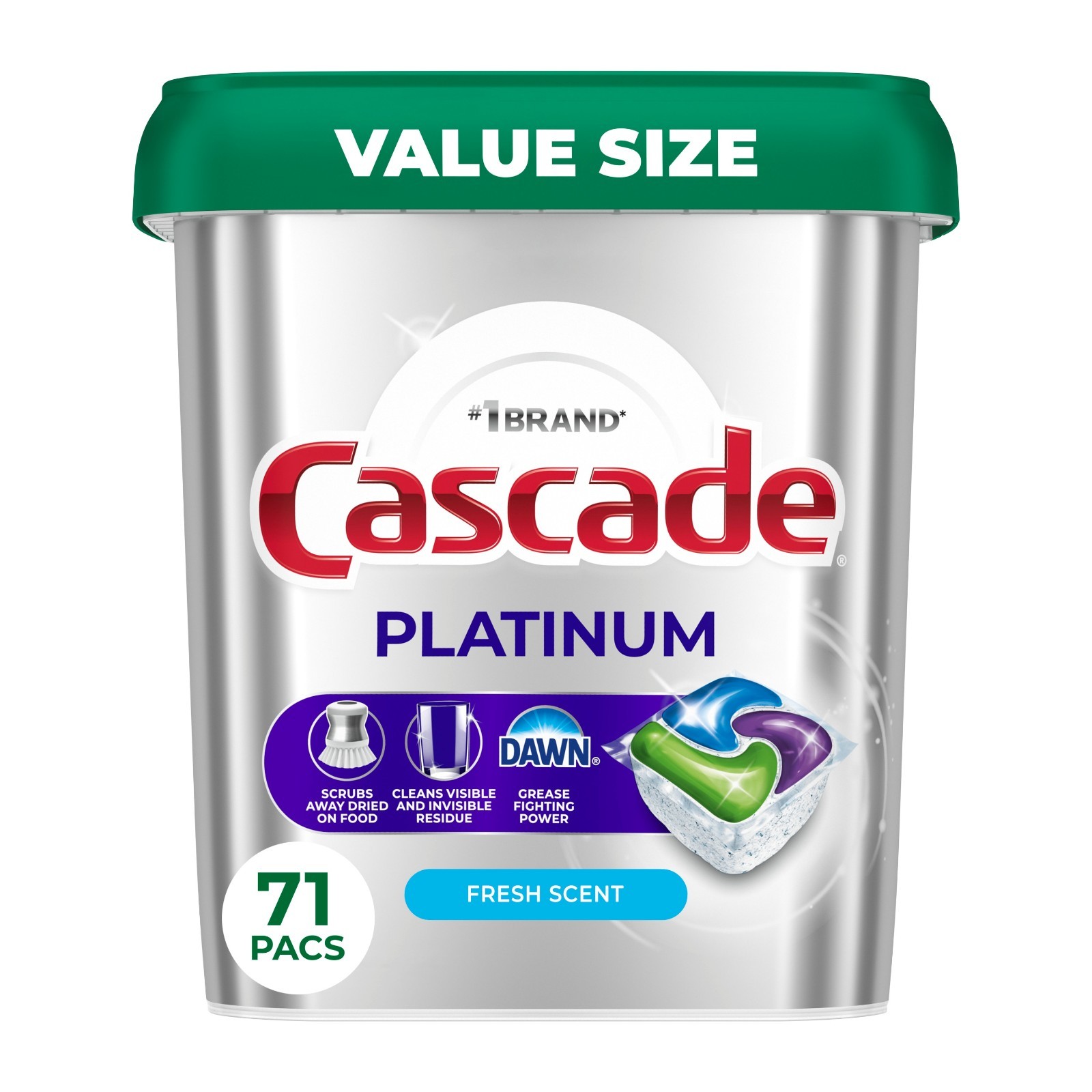 Cascade Platinum Dishwasher Pods, Dishwasher Detergent Soap Tabs, Fresh, 71 Coun