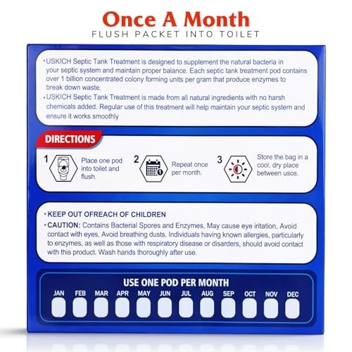 Septic Tank Treatment,1 Year Supply Septic Pods (12 pcs),1 Flush per Month Septi