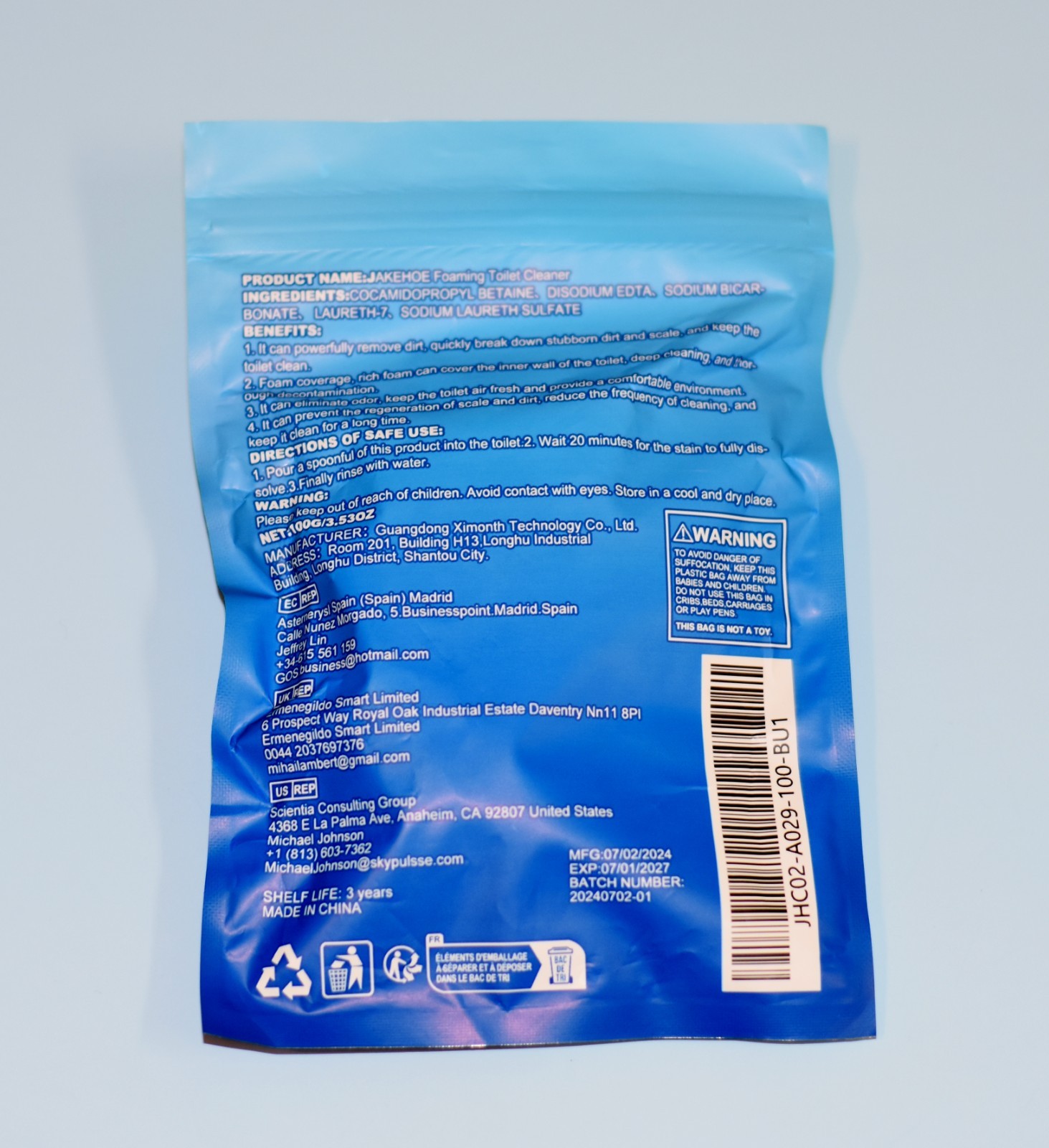 Jakehoe Foaming Toilet cleaner deep cleaning removes stains