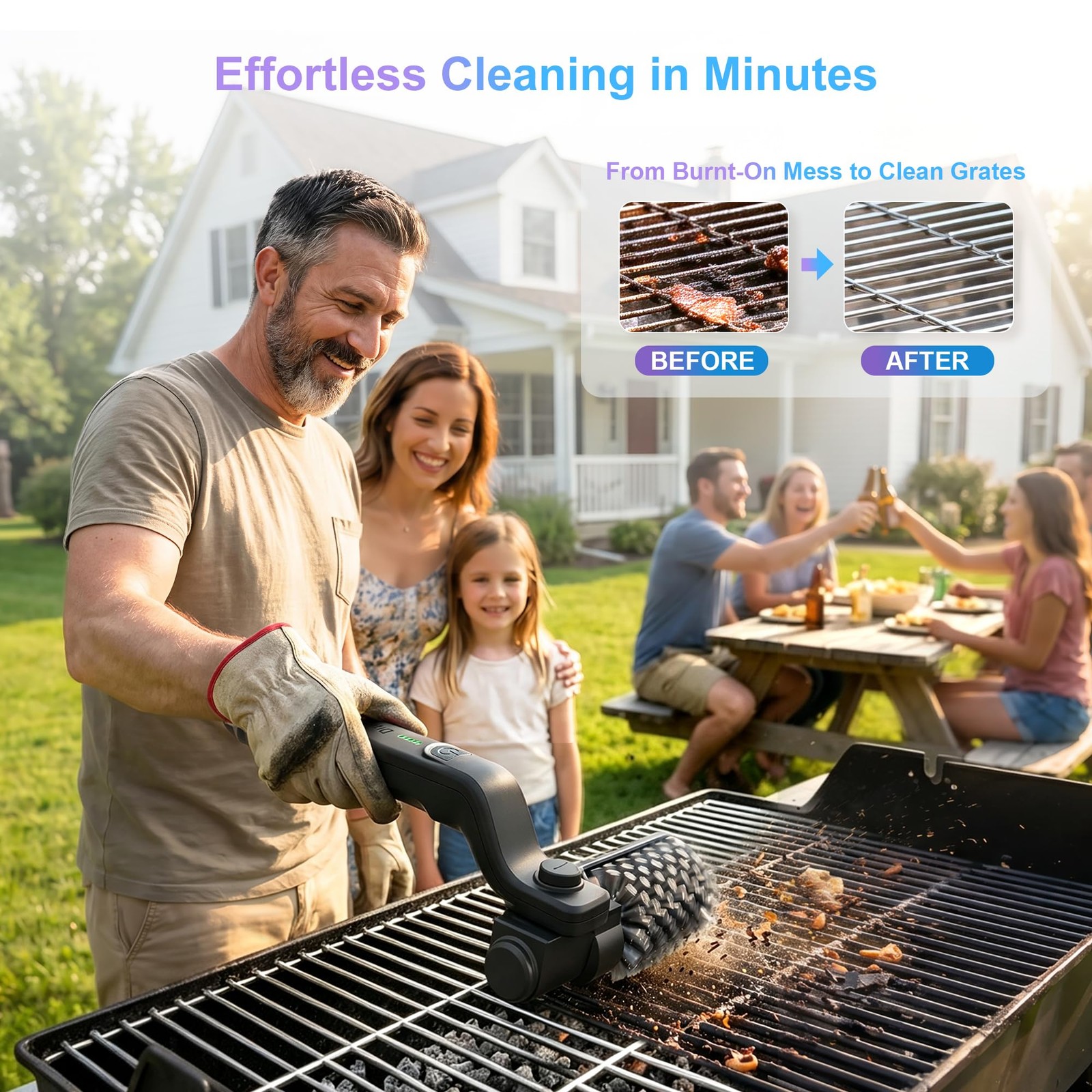 Electric Grill Brush, 20kg High Torque BBQ Cleaner with 3 Speed Modes, Reinfo…