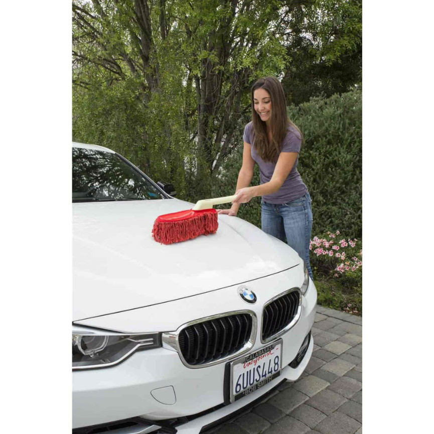 Scratch Free Car Duster Wax Treated Cotton Mop with Plastic Handle 80in