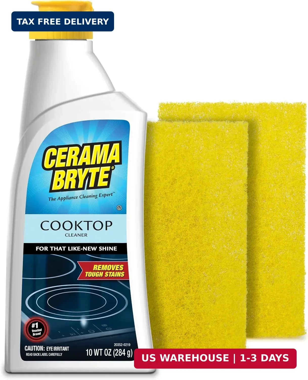 Cerama Bryte Combo Kit Pads & Removes Tough Stains Cooktop and Stove Top Cleaner