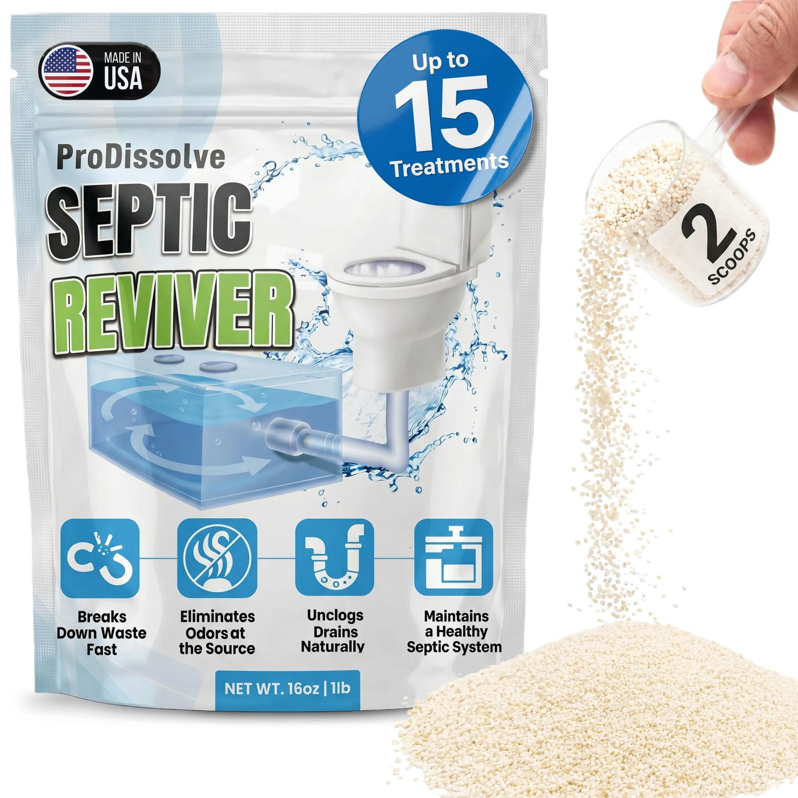 Septic Tank Treatment 1 lb, Up to 15 Treatments | 1 Year Supply – Septic Tank…
