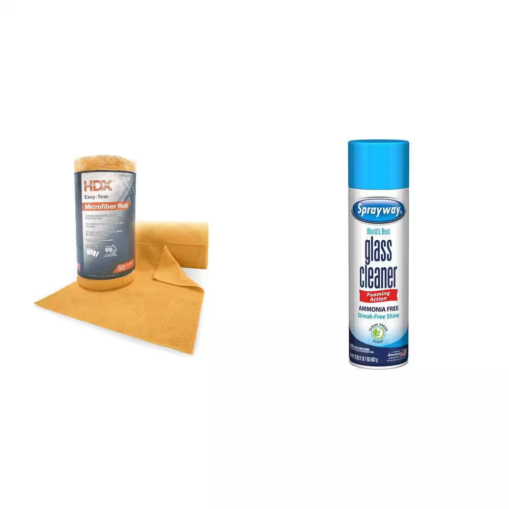 50 Count Microfiber Cleaning Cloth Roll 23oz Glass Cleaner Cleaning Kit