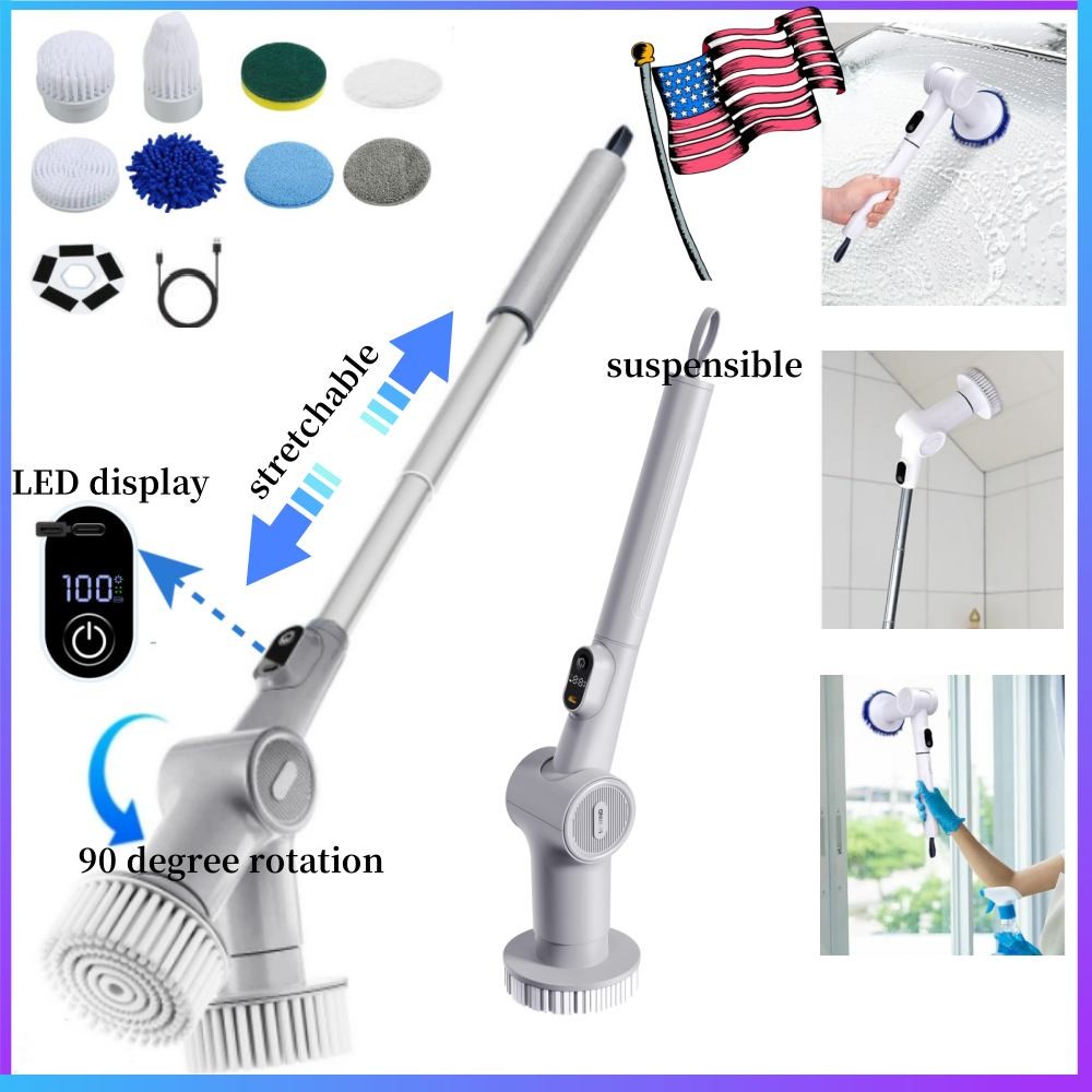 Electric Spin Scrubber, Cordless Cleaning Brush Scrubber for Home&Car Grey