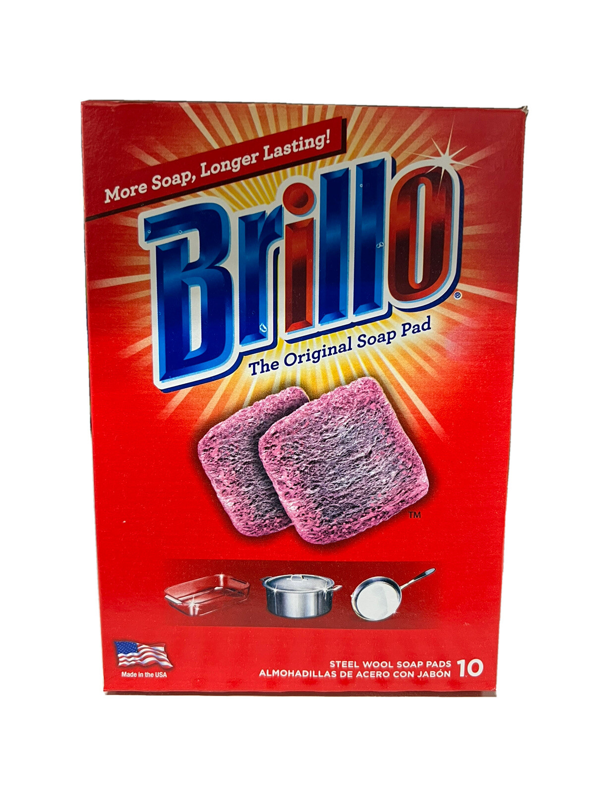 Brillo Steel Wool Soap Pads Long Lasting Lemon Scent Cleaning Lemon 10 Count
