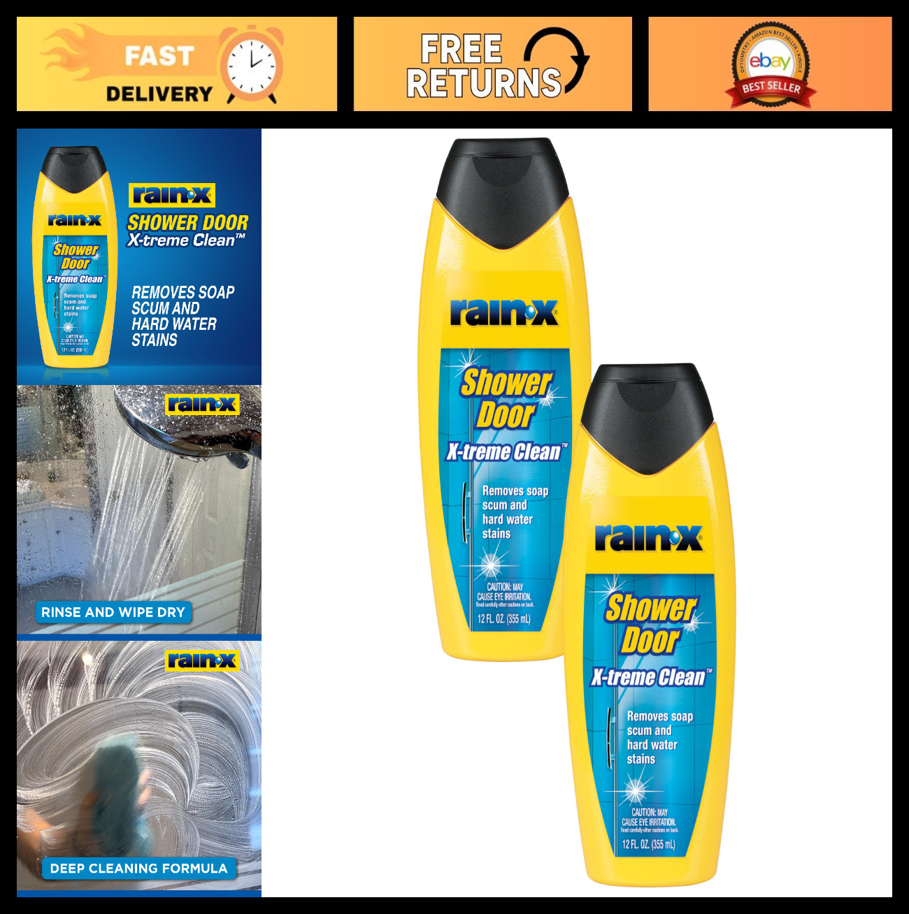 X-Treme Clean Shower Door Cleaner – 12oz, Removes Soap Scum, Hard Water & Stains