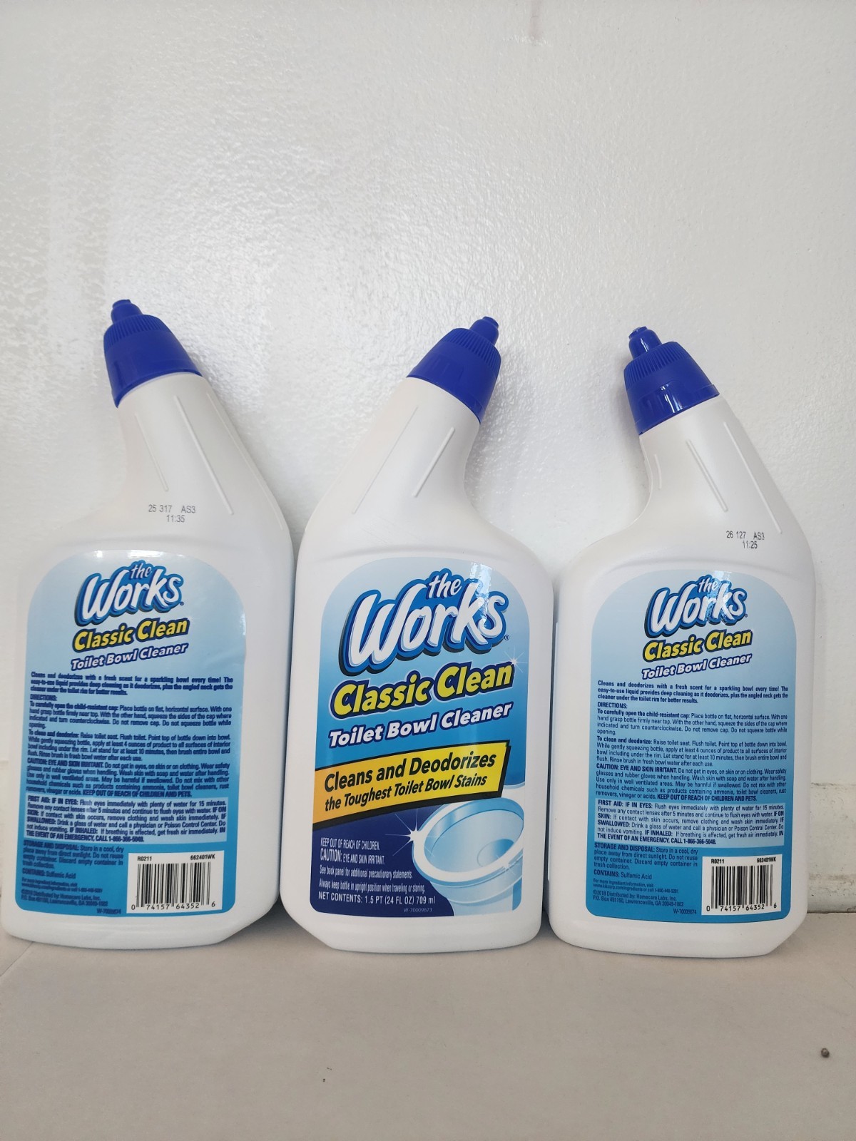 The Works Classic Clean Toilet Bowl Cleaner Cleans & Deodorizes, 3 x 24 fl oz