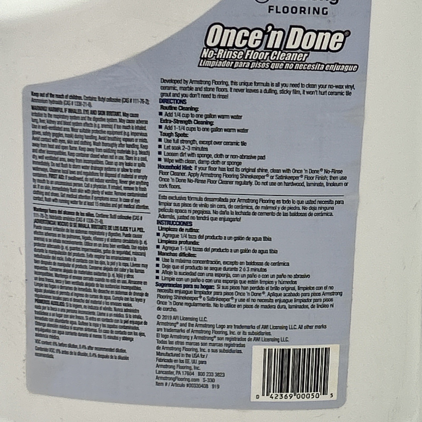 Armstrong 330408 Once ‘N Done Concentrated Floor Cleaner, 1-Gallon