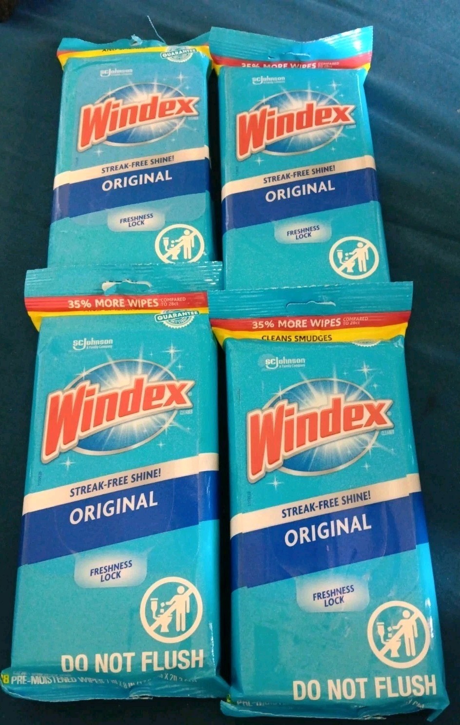 4 Pks Windex Wipes Glass Cleaning, 38 Count (B010)