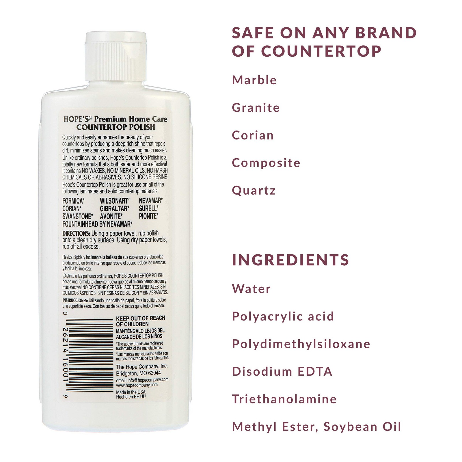 Countertop Restoration Polish, 8 Fl Oz Streak-Free Cleaner for Quartz & Marble