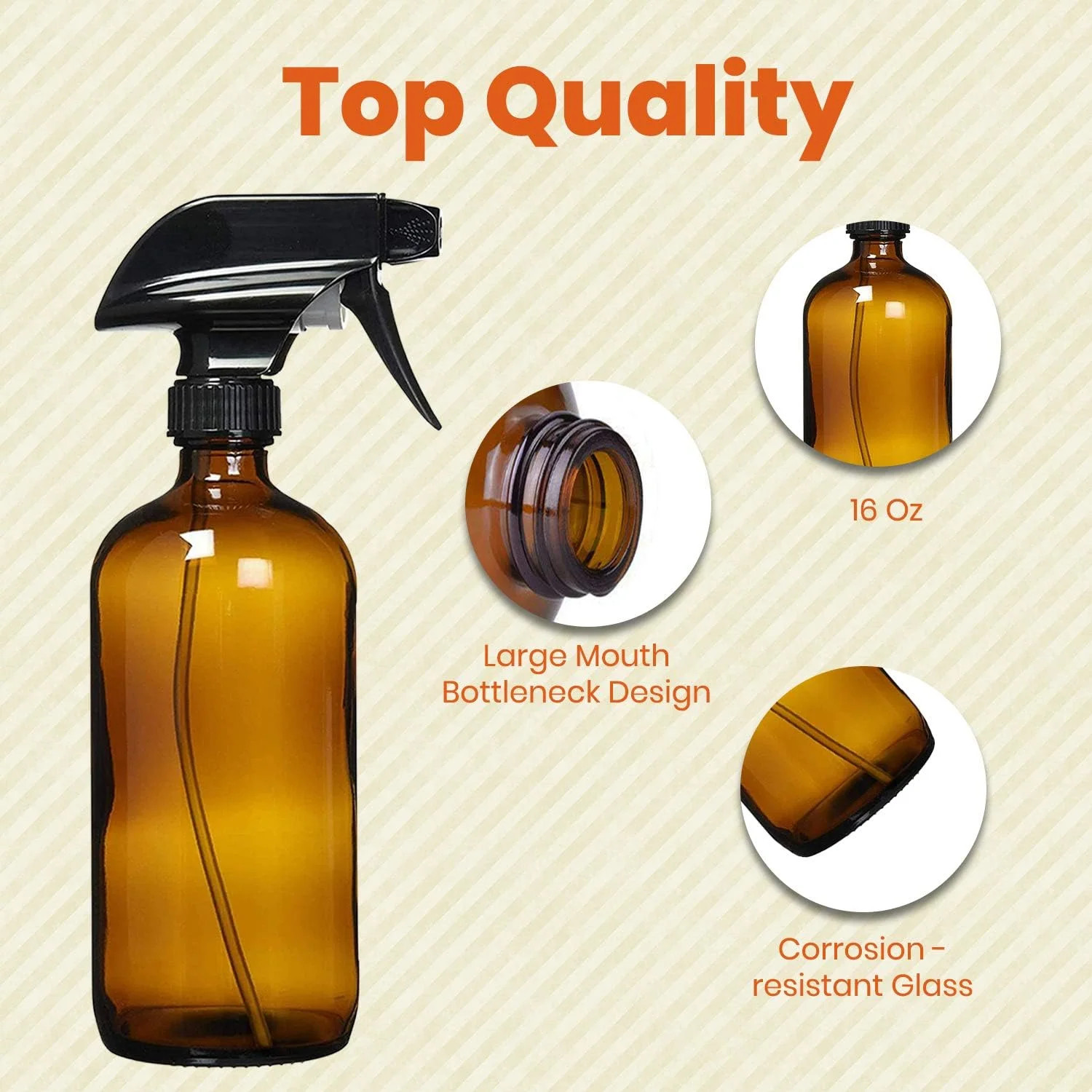 Homeries Amber Glass Spray Bottles For Cleaning Solutions (4 Pack) – 16 Ounce, R