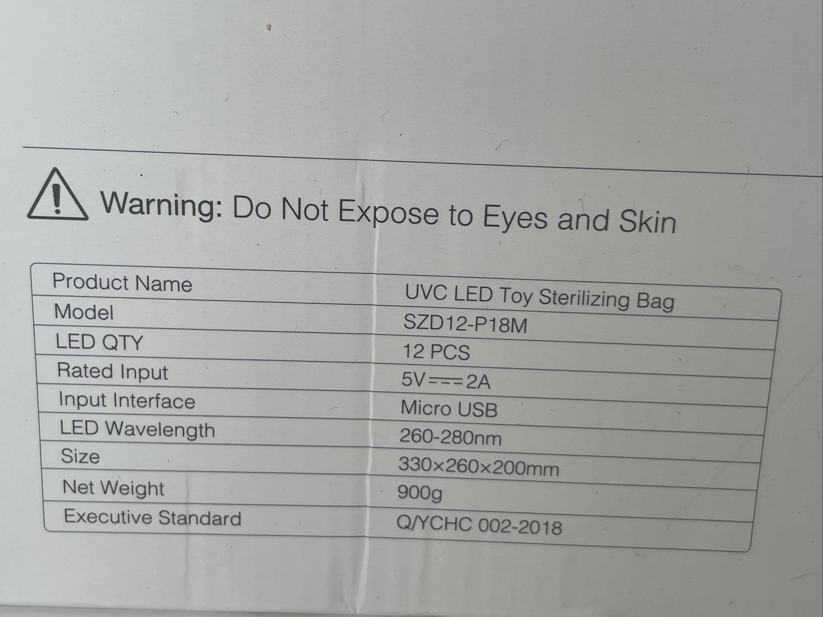 59S UVC LED Toy Sterilizing Bag Never Used Open Box