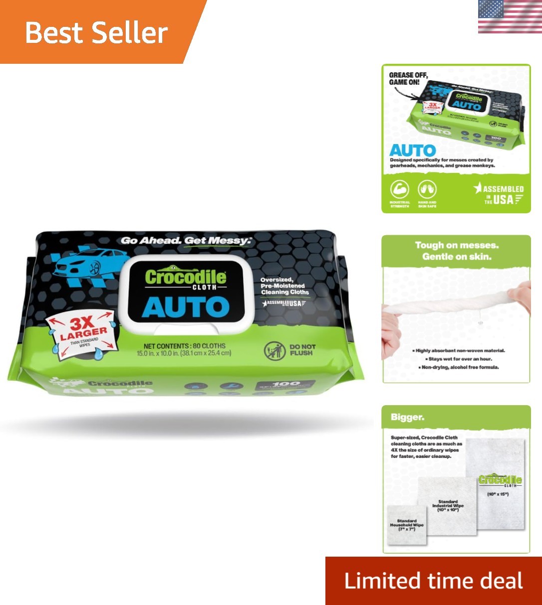 100 Industrial-Grade Auto Cleaning Wipes – 4X Stronger for Engine & Tire Care