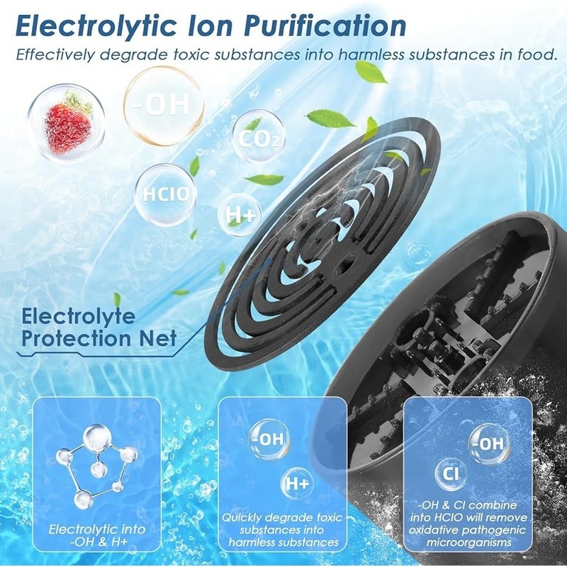 Efficient Fruit & Vegetable Washer Food Purifier Ion Technology Portable Cleaner